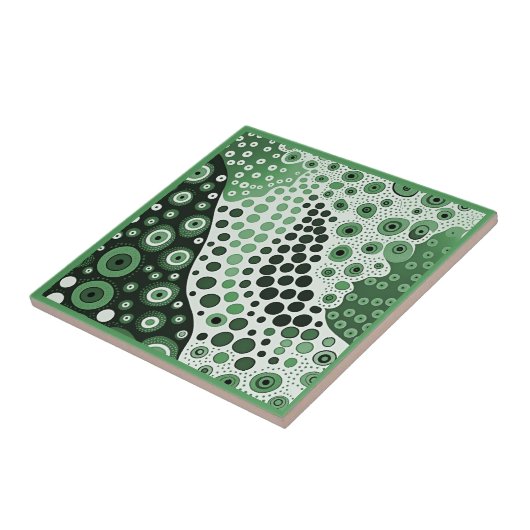 Aboriginal art style green 2 of 9 Ceramic Tegel Tegeltje (Zijkant)