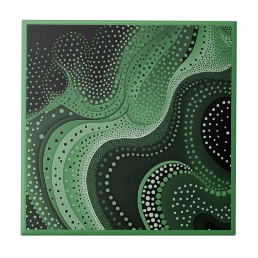 Aboriginal art style green 4 van 9 keramische Tege Tegeltje (Voorkant)