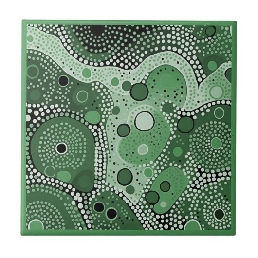 Aboriginal art style green 5 of 9 keramische Tegel Tegeltje (Voorkant)