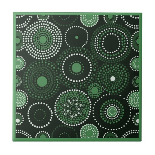 Aboriginal art style green 6 van 9 keramische Tege Tegeltje (Voorkant)
