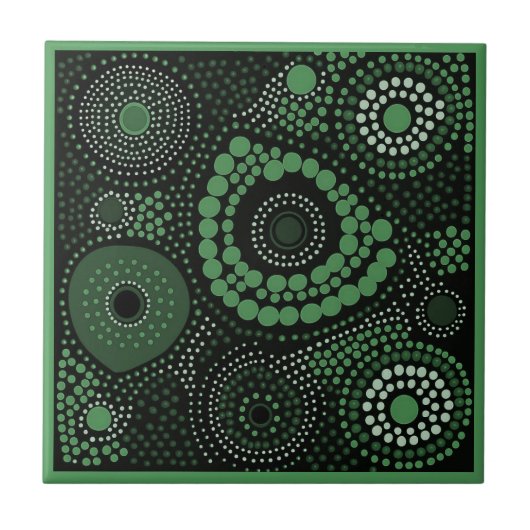 Aboriginal art style green 8 of 9 keramische Tegel Tegeltje (Voorkant)