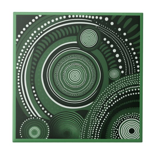 Aboriginal art style green 9 van 9 keramische Tege Tegeltje (Voorkant)