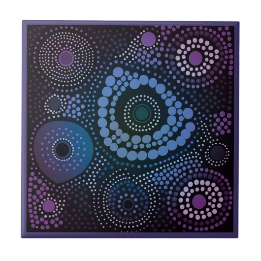 Aboriginal art style paars 8 of 9 keramische Tegel Tegeltje (Voorkant)