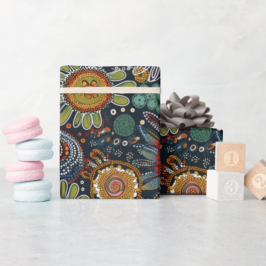 Aboriginal art style wrapping paper bloemen cadeaupapier (Baby Shower)