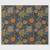 Aboriginal art style wrapping paper bloemen cadeaupapier (Vlak)