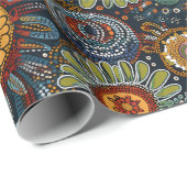 Aboriginal art style wrapping paper bloemen cadeaupapier (Rol Hoek)