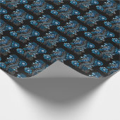 Aboriginal art style wrapping paper blue cadeaupapier (Hoek)