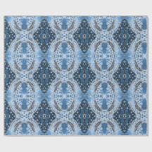 Aboriginal art style wrapping paper blue stippen