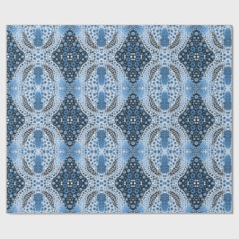 Aboriginal art style wrapping paper blue stippen cadeaupapier