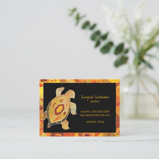 Aboriginal Art Turtle Potter Visitekaartje (Staand voorkant)