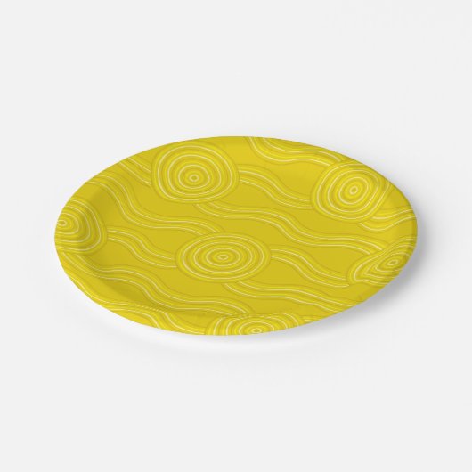 Aboriginal art wattle papieren bordje (Gekanteld)