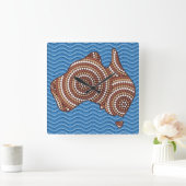 Aboriginal Australia dot painting Vierkante Klok (Huis)