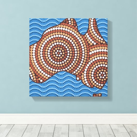 Aboriginal Australia Punt schilderen Canvas Afdruk (Insitu (Houten vloer))
