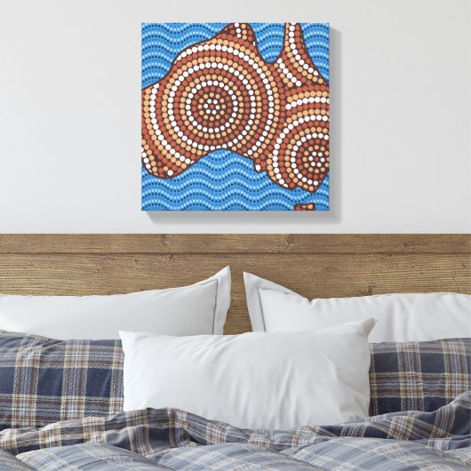 Aboriginal Australia Punt schilderen Canvas Afdruk (Insitu (Slaapkamer))