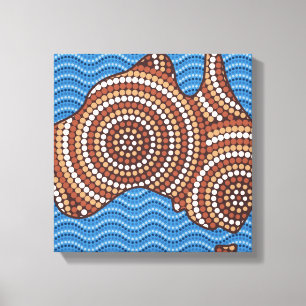 Aboriginal Australia Punt schilderen Canvas Afdruk