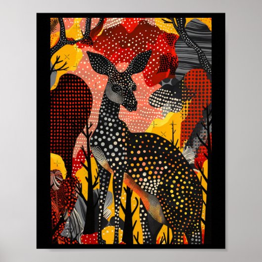 Aboriginal Australian Kangaroo Dot Art Room kunstw Poster (Voorkant)