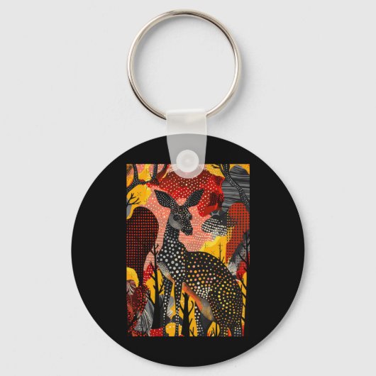 Aboriginal Australian Kangaroo Dot Art Room kunstw Sleutelhanger (Voorkant)