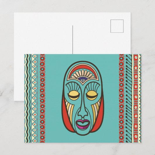 Aboriginal Aztec Inca Mayan Masker Briefkaart (Voorkant / Achterkant)