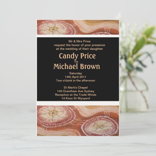 Aboriginal bruiloft uitnodiging woestijn dromen (Staand voorkant)