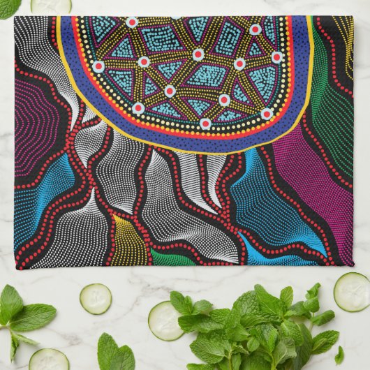 Aboriginal Design-15 Kitchen Towels Theedoek (Gevouwen)
