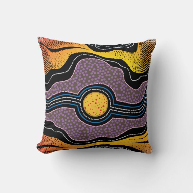 Aboriginal Design Eén Sierkussen (Voorkant)