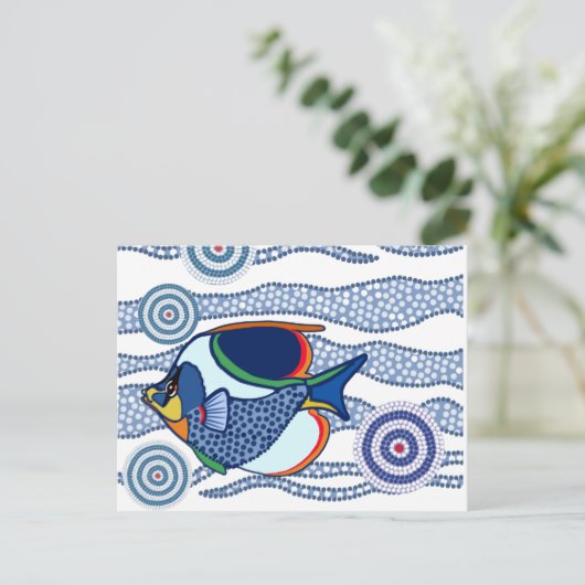 Aboriginal Dot Art Fish-01 Briefkaart (Staand voorkant)