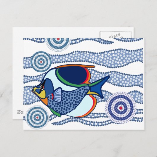 Aboriginal Dot Art Fish-01 Briefkaart (Voorkant / Achterkant)