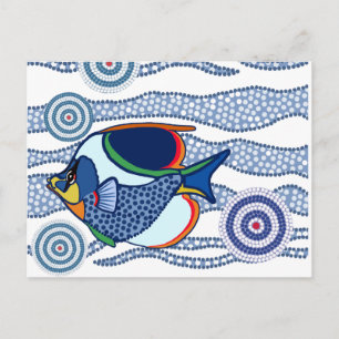 Aboriginal Dot Art Fish-01 Briefkaart