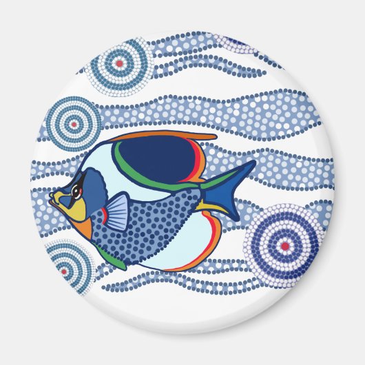 Aboriginal Dot Art Fish-01 Magneet (Voorkant)