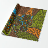 Aboriginal Dot Art Monkey Cadeaupapier (Uitgerold)