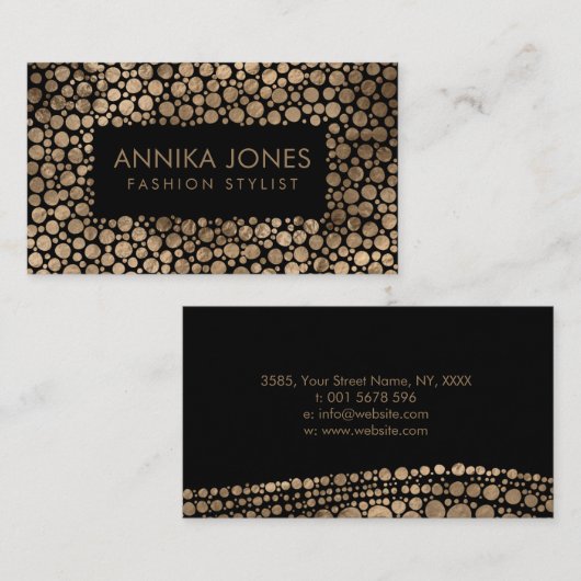 Aboriginal Dot Art style Golden textuur op zwart Visitekaartje (Voorkant / Achterkant)