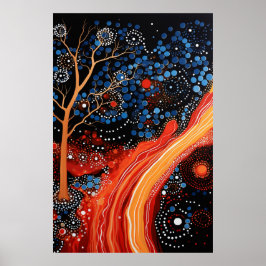 Aboriginal Dot Painting: Droomtime verhalen kunst Poster