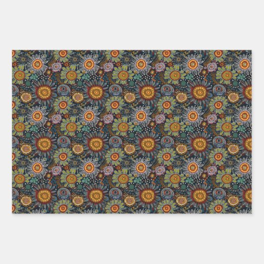 Aboriginal dot Wrapping Paper Flat Sheet Set van 3 (Voorkant)
