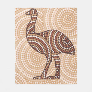 Aboriginal emu stit schilderij fleece deken