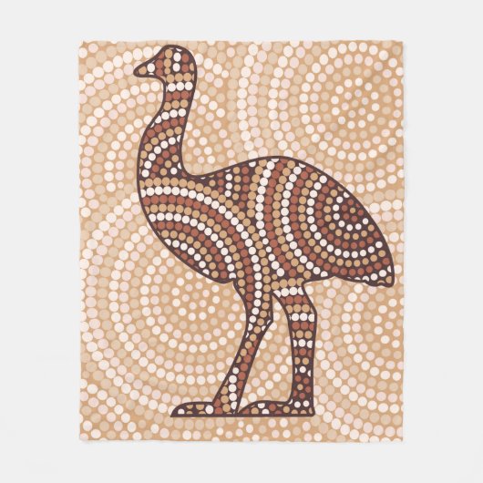 Aboriginal emu stit schilderij fleece deken (Voorkant)