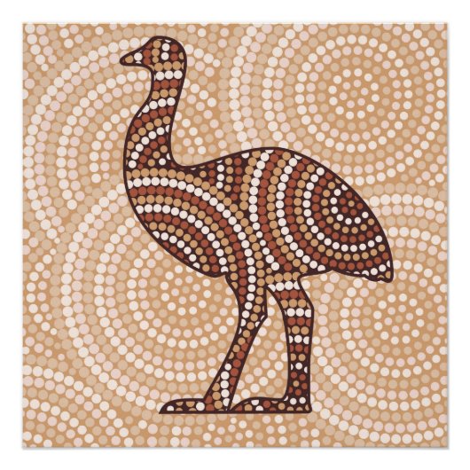 Aboriginal emu stit schilderij poster (Voorkant)