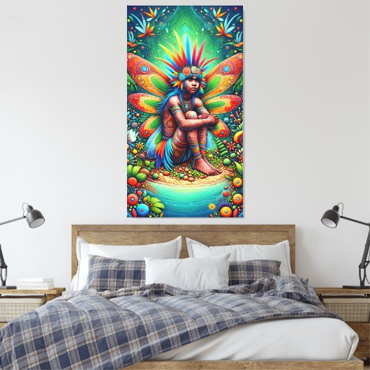 aboriginal fee canvas afdruk (Insitu (Slaapkamer))