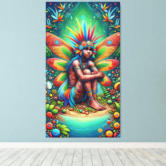 aboriginal fee canvas afdruk (Insitu (Houten vloer))