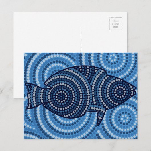 Aboriginal fish stipschilderij briefkaart (Voorkant / Achterkant)