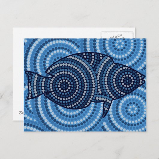 Aboriginal fish stipschilderij briefkaart (Voorkant / Achterkant)