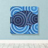 Aboriginal fish stipschilderij canvas afdruk (Insitu (Houten vloer))