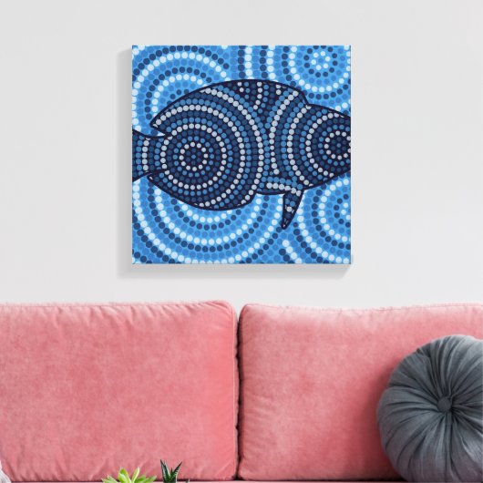 Aboriginal fish stipschilderij canvas afdruk (Insitu (Woonkamer))