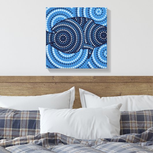 Aboriginal fish stipschilderij canvas afdruk (Insitu (Slaapkamer))