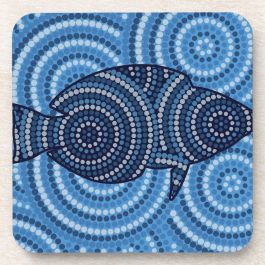 Aboriginal fish stipschilderij drankjes onderzetter (Voorkant)