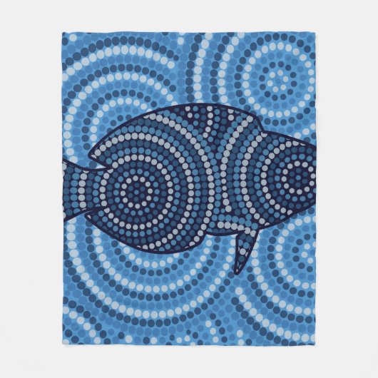 Aboriginal fish stipschilderij fleece deken (Voorkant)