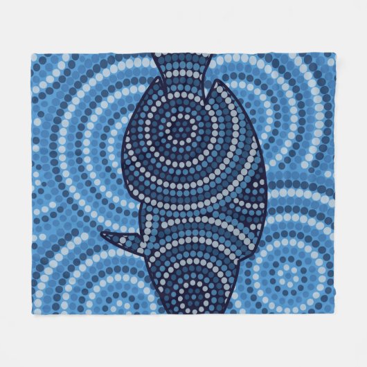 Aboriginal fish stipschilderij fleece deken (Voorkant (Horizontaal))