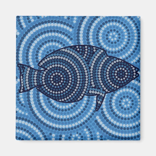 Aboriginal fish stipschilderij magneet (Voorkant)