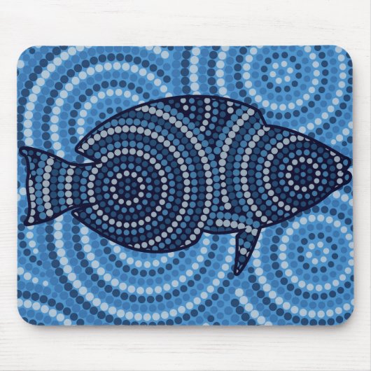 Aboriginal fish stipschilderij muismat (Voorkant)