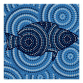 Aboriginal fish stipschilderij perfect poster (Voorkant)