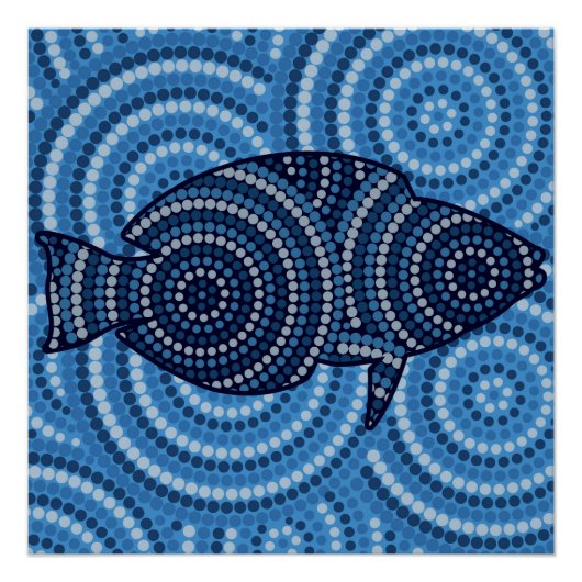 Aboriginal fish stipschilderij perfect poster (Voorkant)